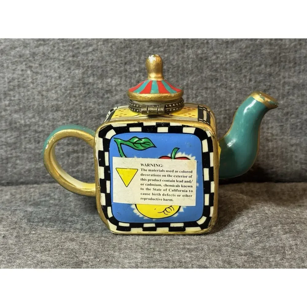 Greenbrier Teapot Floral Hinged Trinket Box